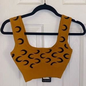 Moon/crescent print bra tank top
